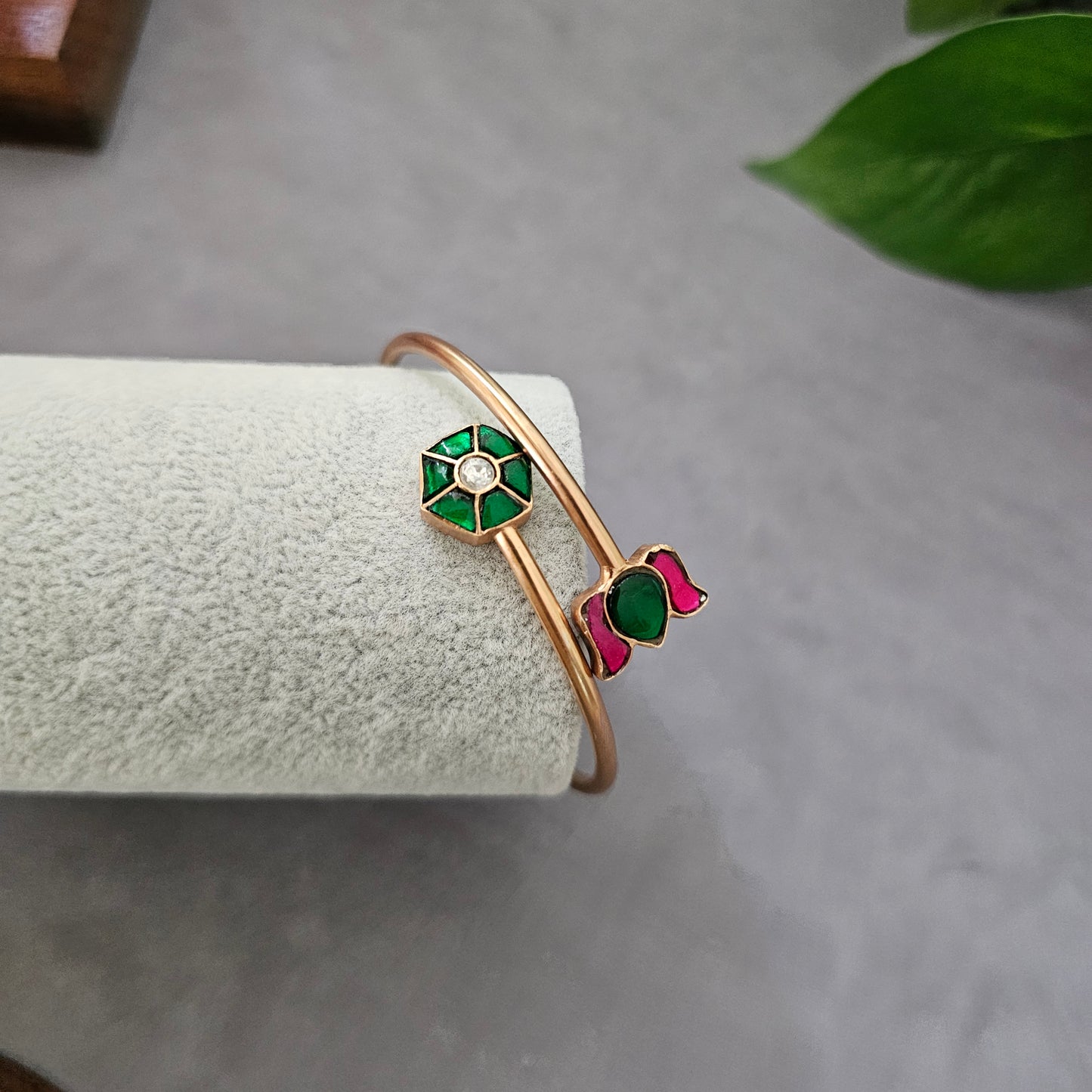 92.5 Silver gold polish Kundan cuff