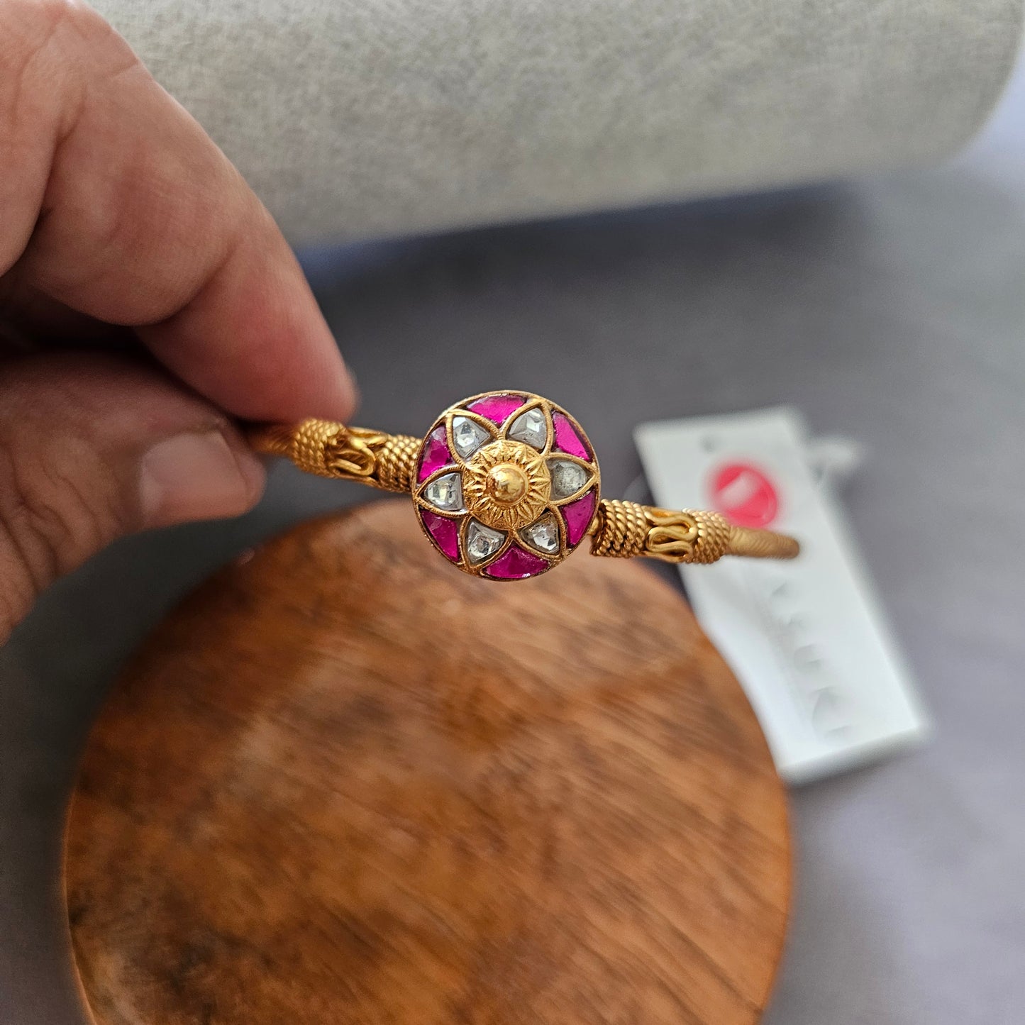 92.5 silver gold polish kundan kada