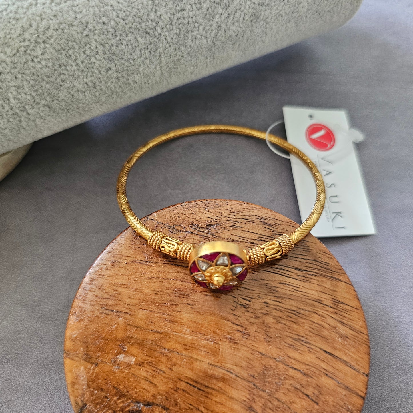 92.5 silver gold polish kundan kada