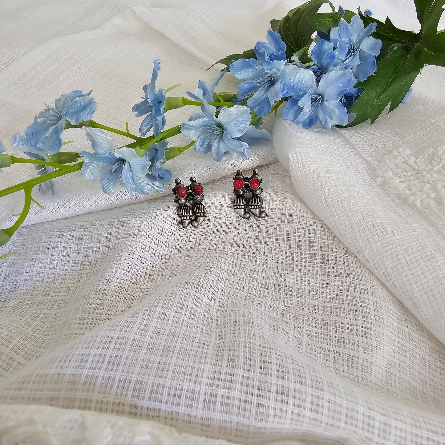 Silver 92.5 coral mango studs