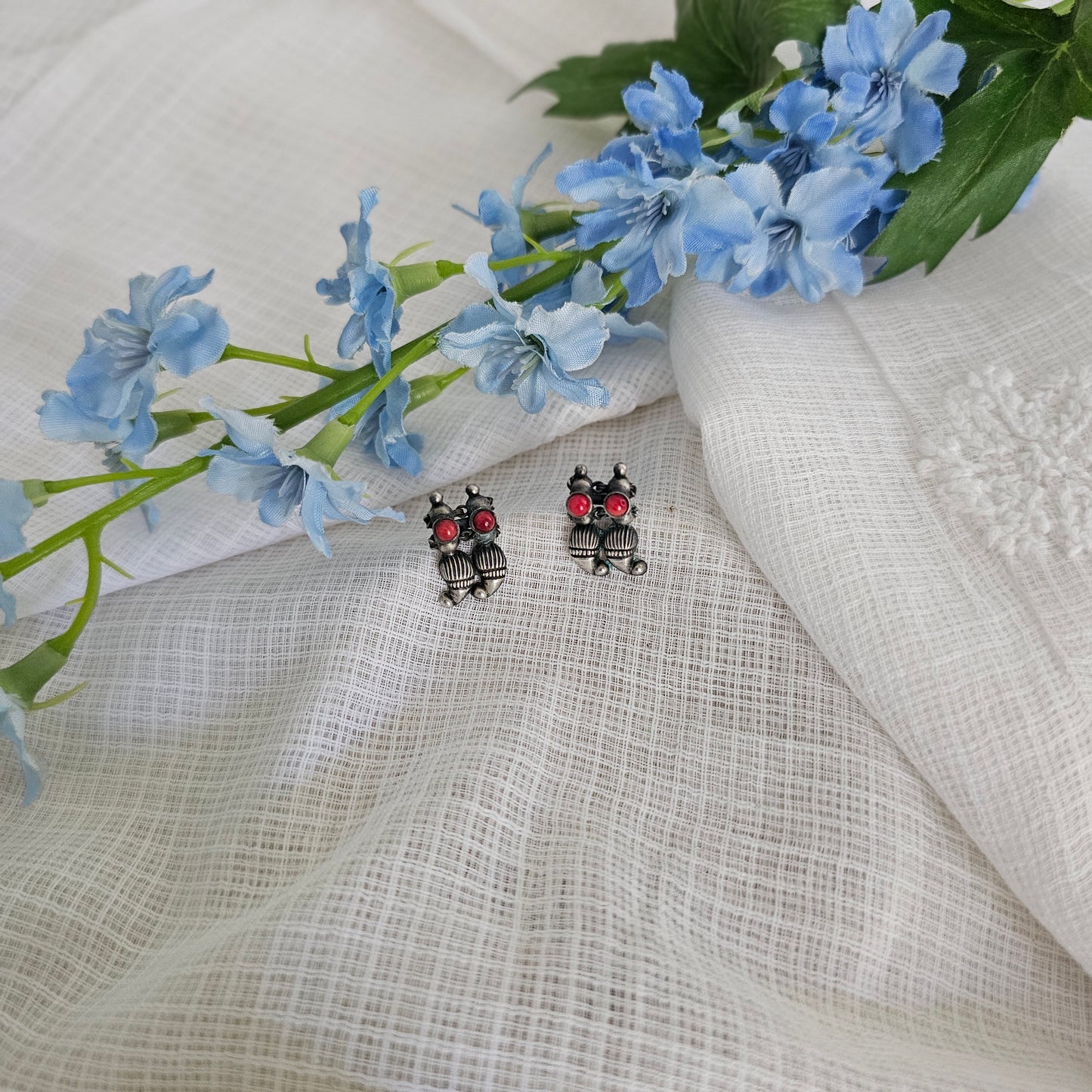 Silver 92.5 coral mango studs