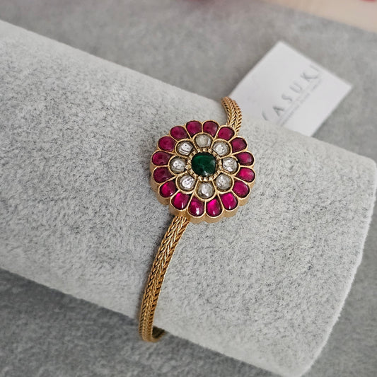 Silver 92.5 kundan gold polish bracelet