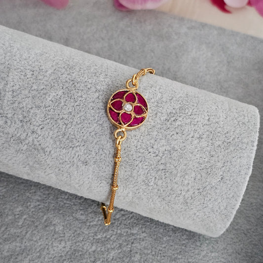 Silver 92.5 kundan gold polish bracelet