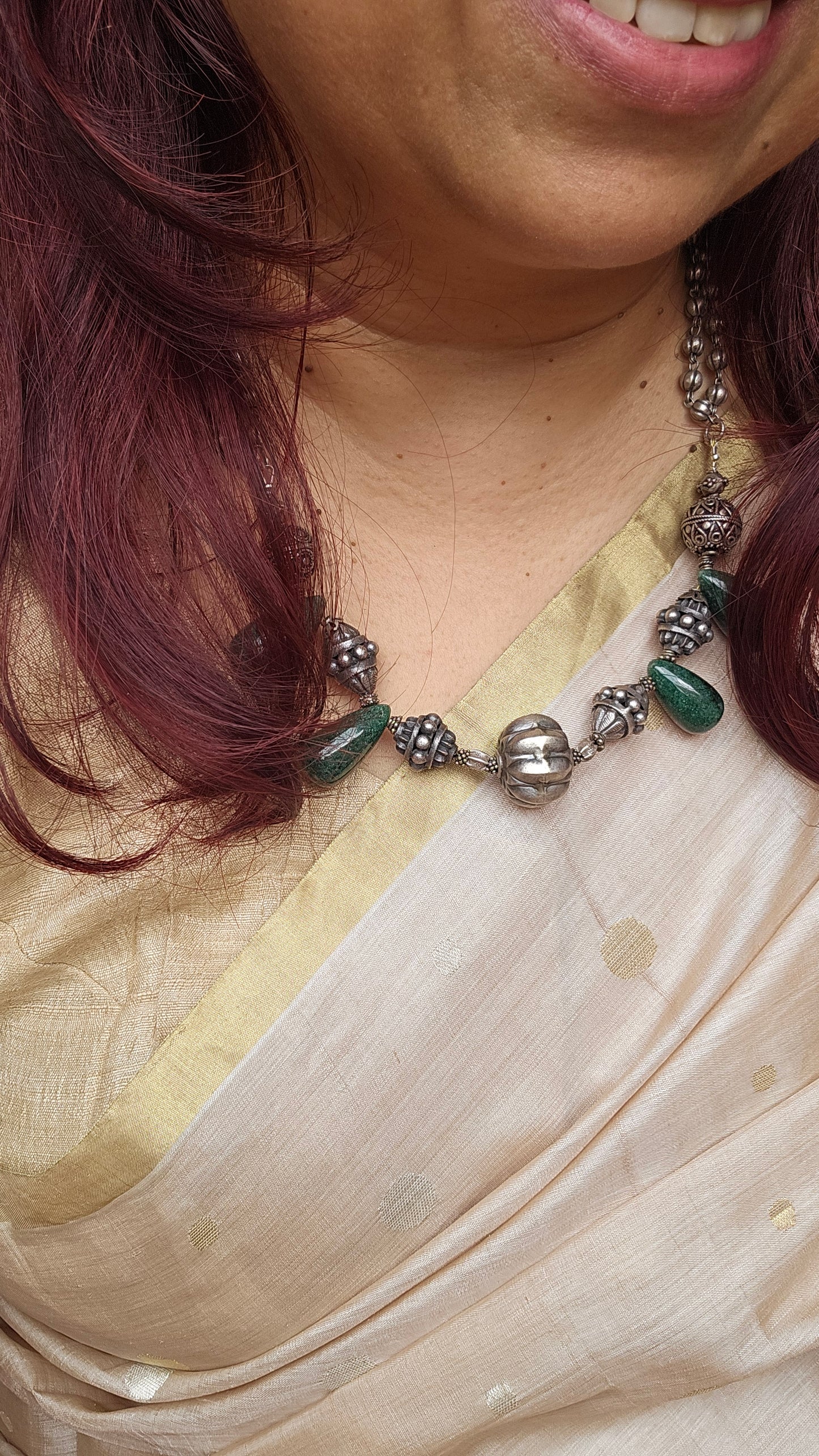 Emerald Muse – Aventurine & Silver Statement Necklace