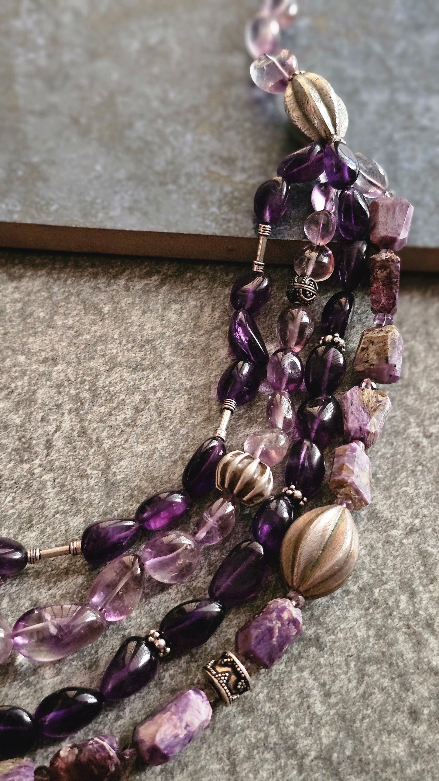 Neelanjana|Soul Strung — Amethyst & Siberian Charoite Necklace