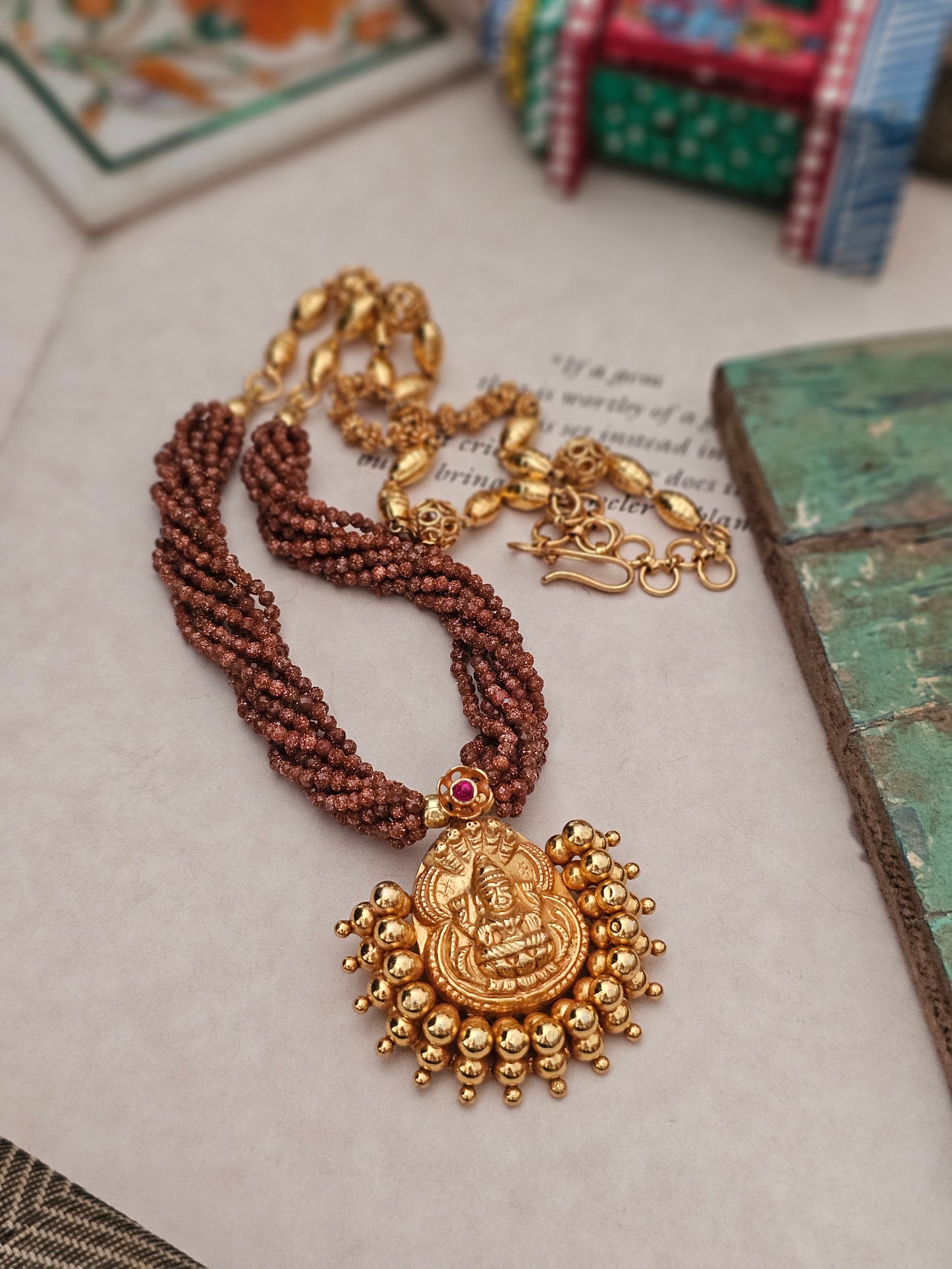 Lakshmi Nagru | Repurposed Vintage Hair Ornament with Sandstone & 92.5 Silver Gold Polish Chain