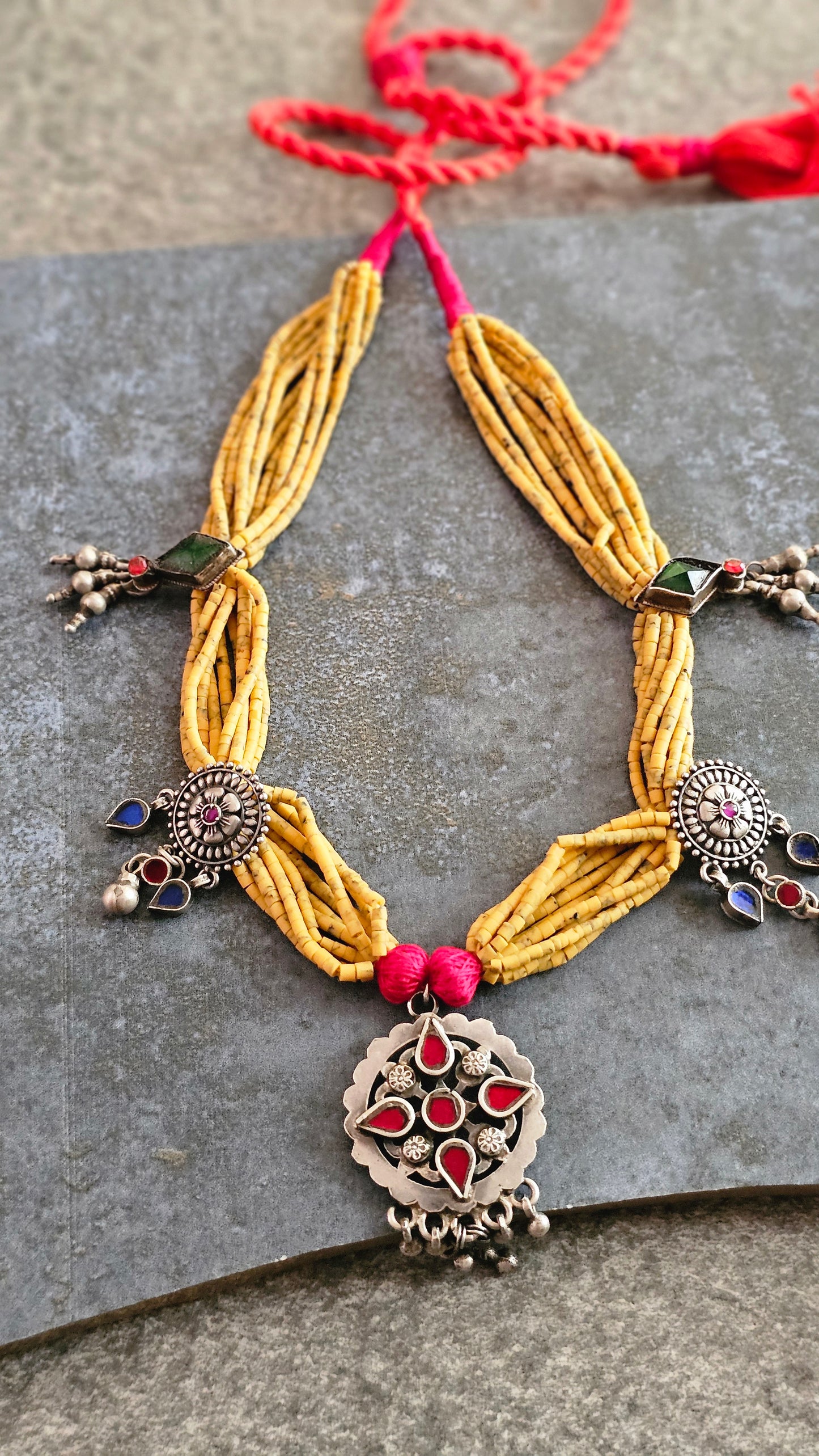 Soul Strung | Yellow Howlite & Vintage Silver Necklace