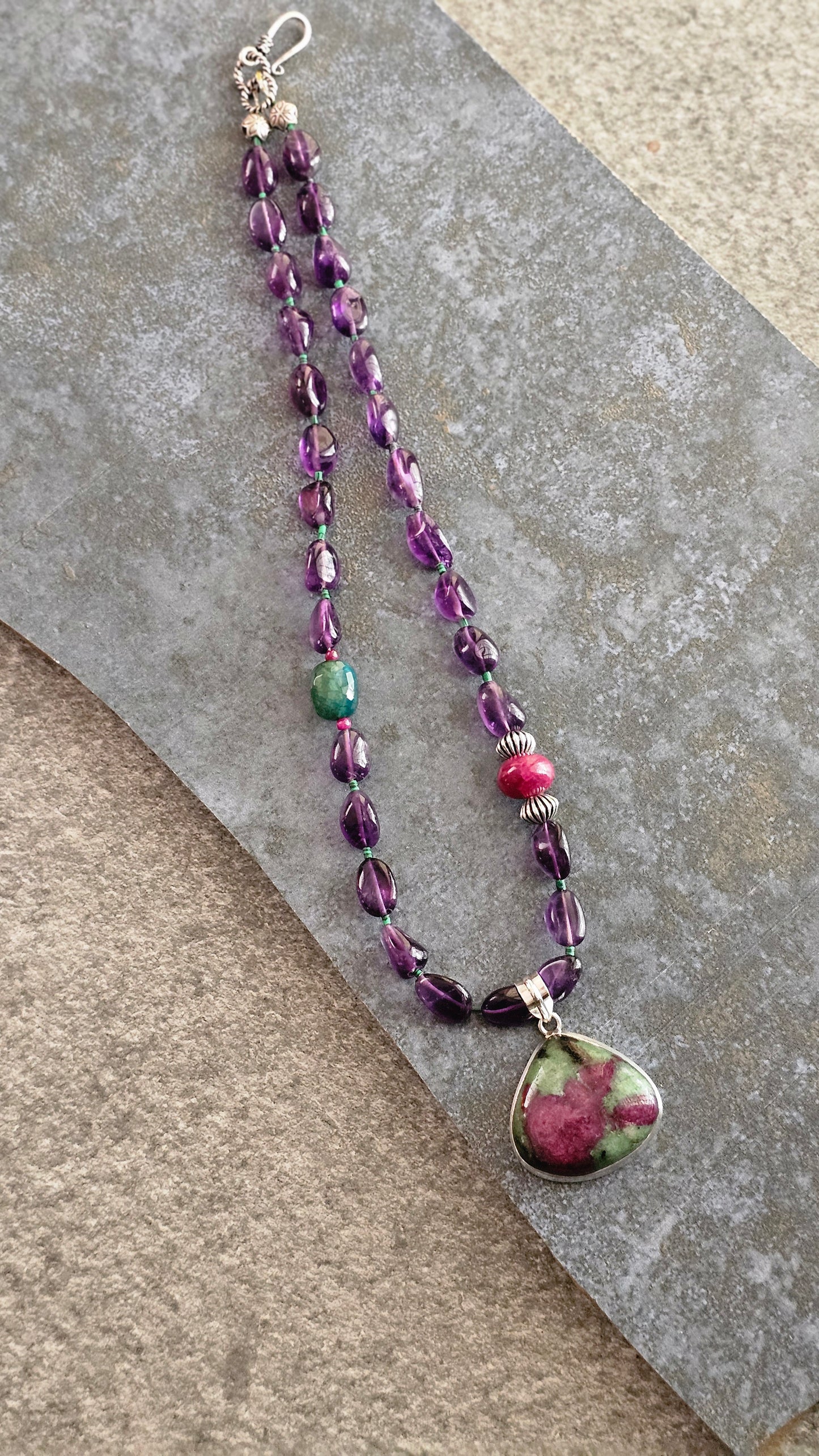 Amethyst Ruby Ziosite necklace