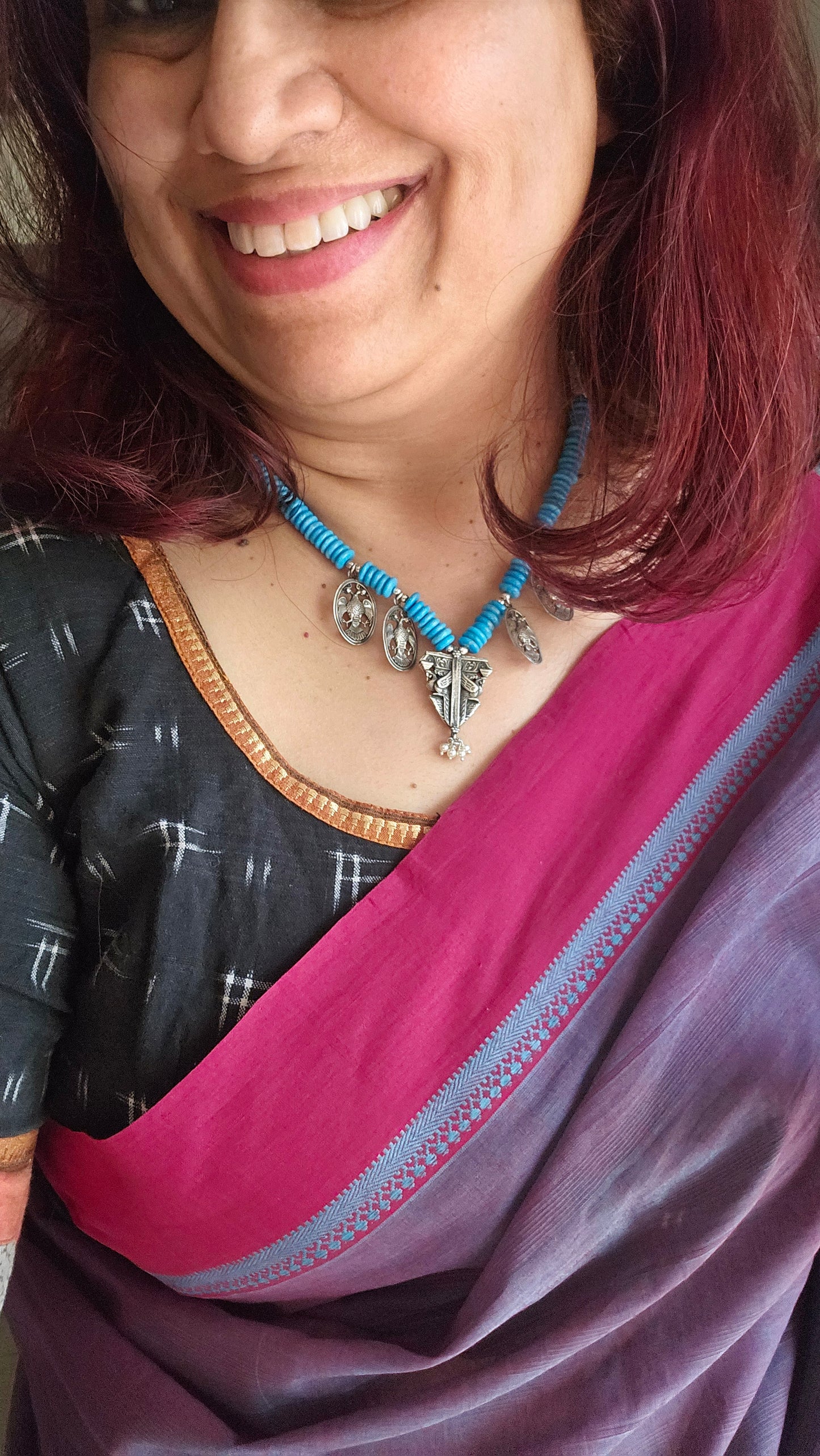 Aara Gandaberunda Nakash Necklace in Turquoise | 92.5 Silver Short Necklace