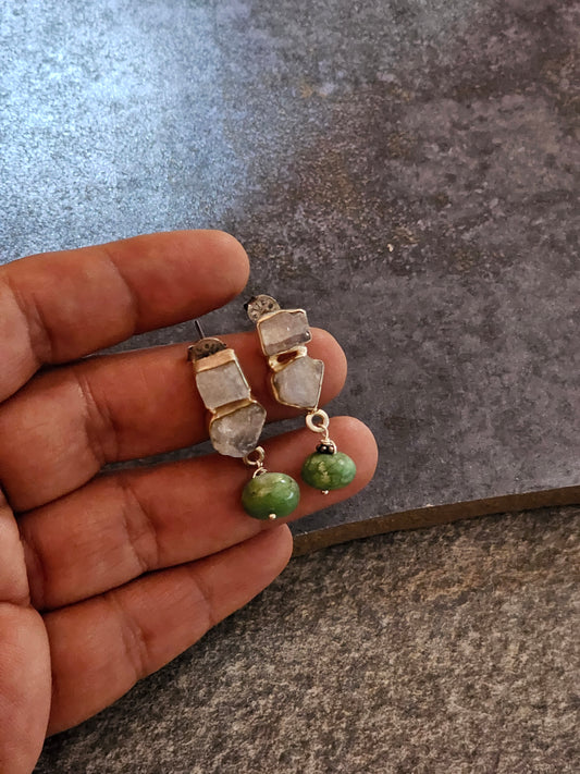 Moonstone and Chrysoprace earrings