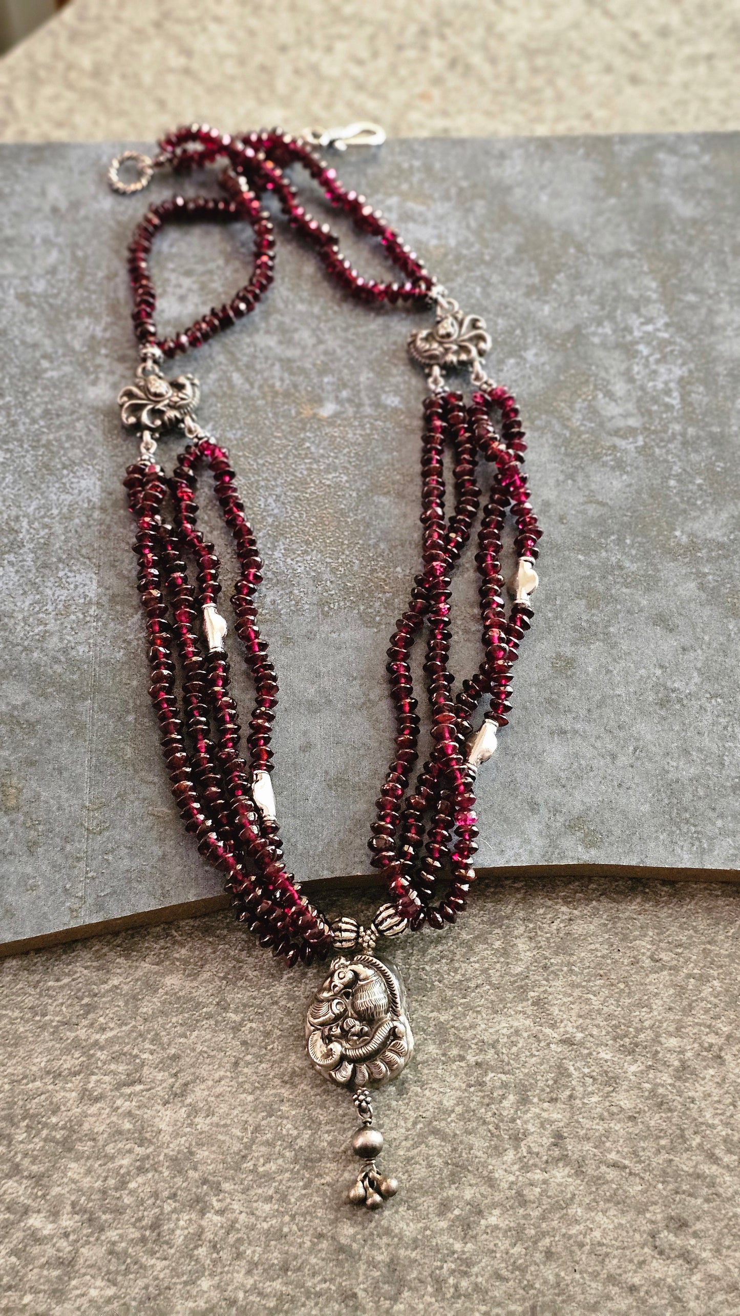 Soul Strung | Button Garnet & Nakash Silver Necklace