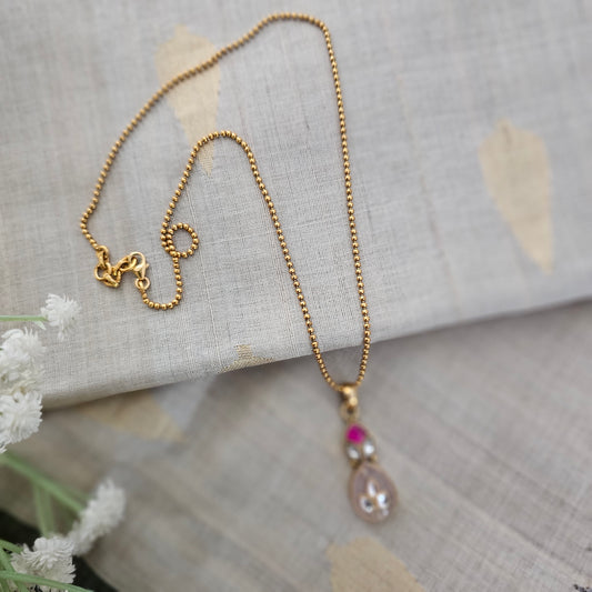 Silver 92.5 kundan gold polish necklace