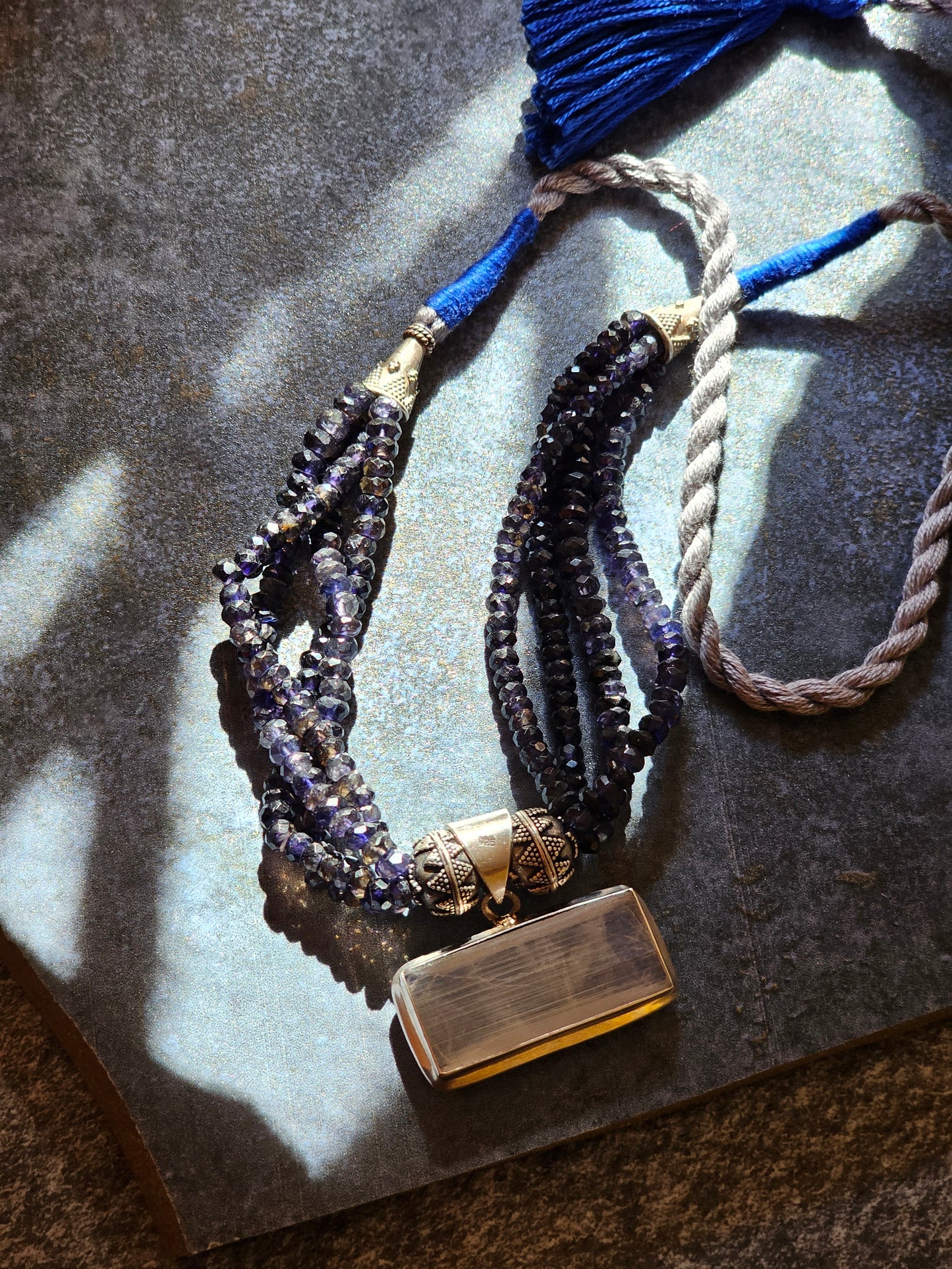 Moonstone iolite necklace