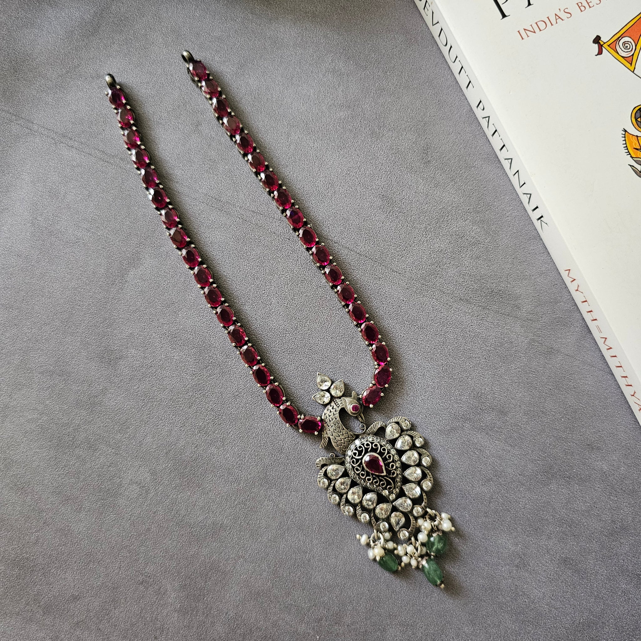 Silver ruby necklace with pendant