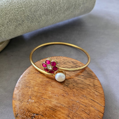 92.5 Silver Polish Gold polish Kundan cuff