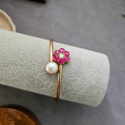 92.5 Silver Polish Gold polish Kundan cuff