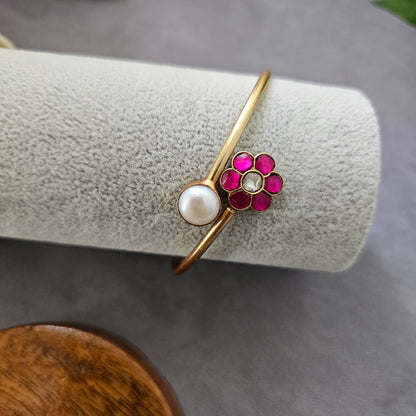 92.5 Silver Polish Gold polish Kundan cuff