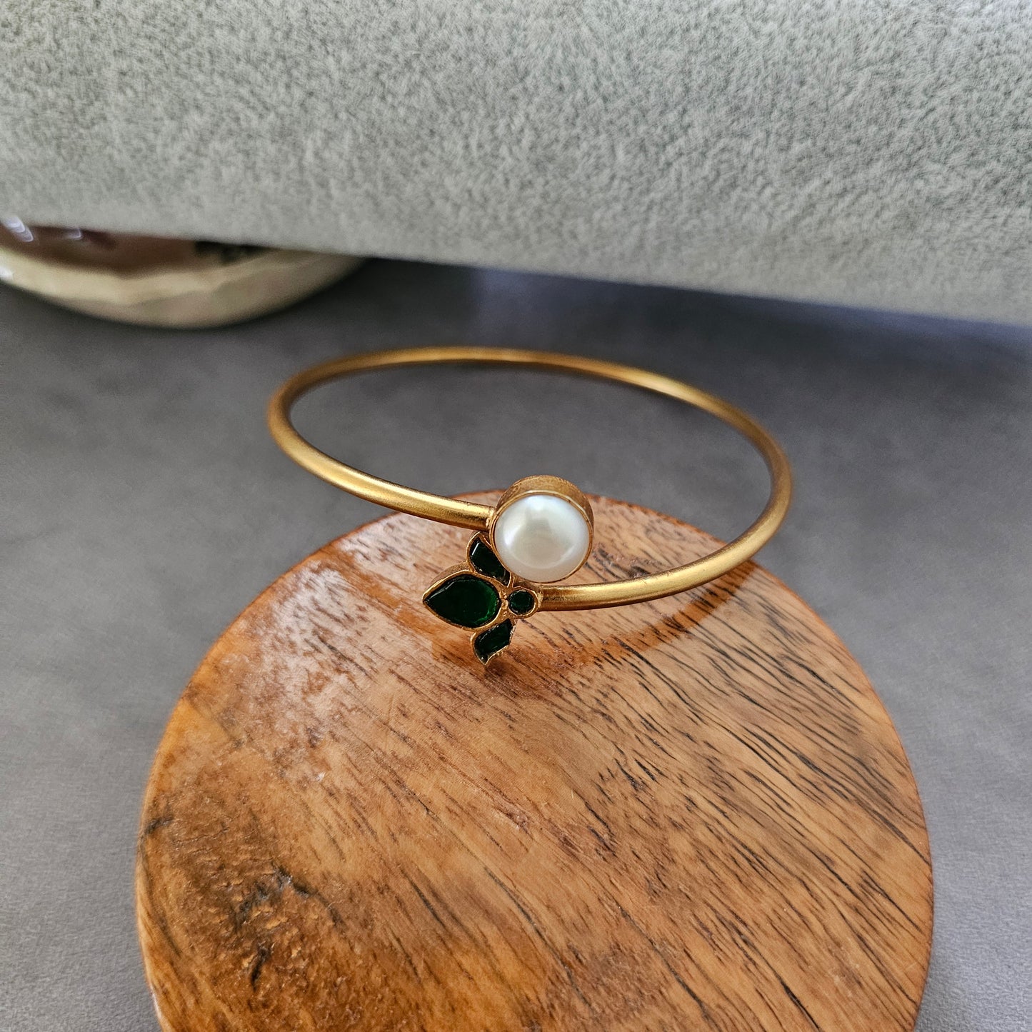 92.5 silver old polish Kundan cuff