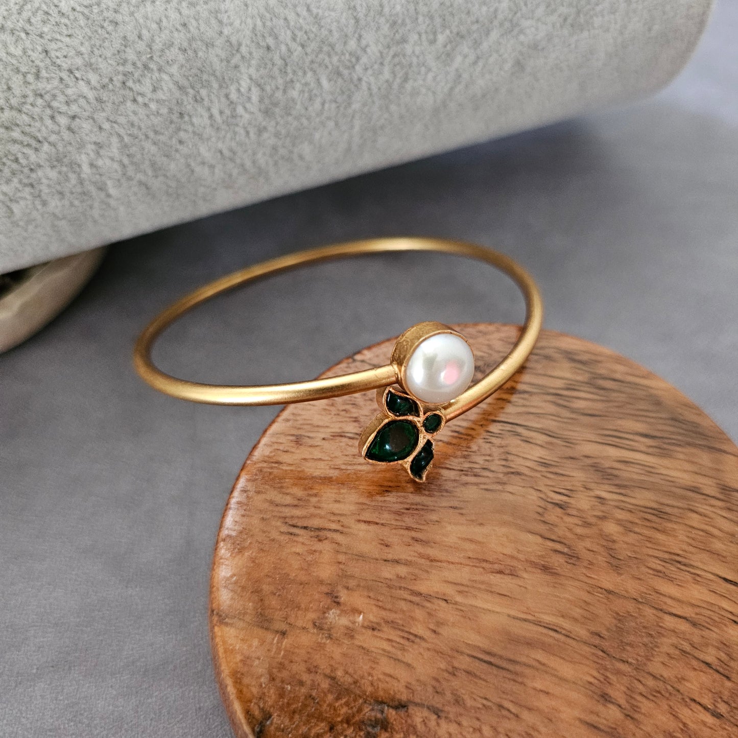 92.5 silver old polish Kundan cuff