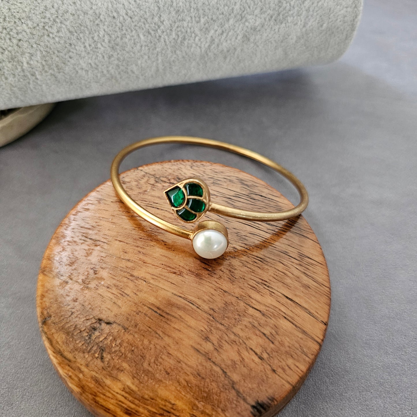 92.5 silver old polish Kundan cuff