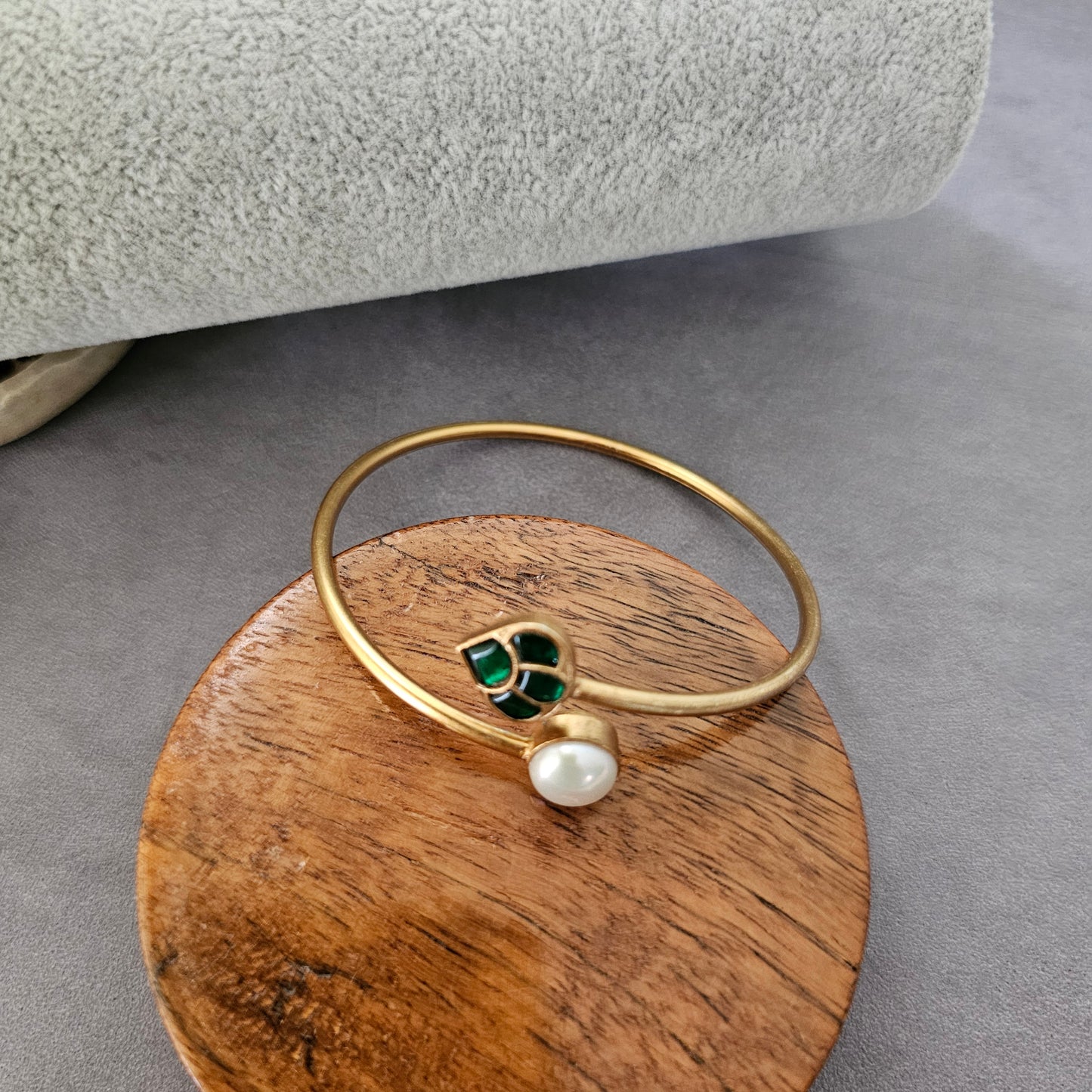 92.5 silver old polish Kundan cuff