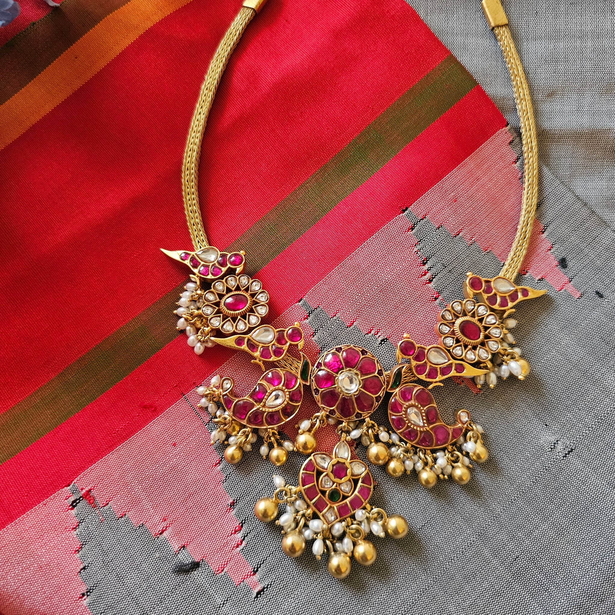 Silver 92.5 kundan necklace