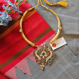 Silver 92.5 kundan choker with gold finish