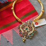 Silver 92.5 kundan choker with gold finish