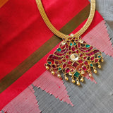 Silver 92.5 kundan necklace in gold polish