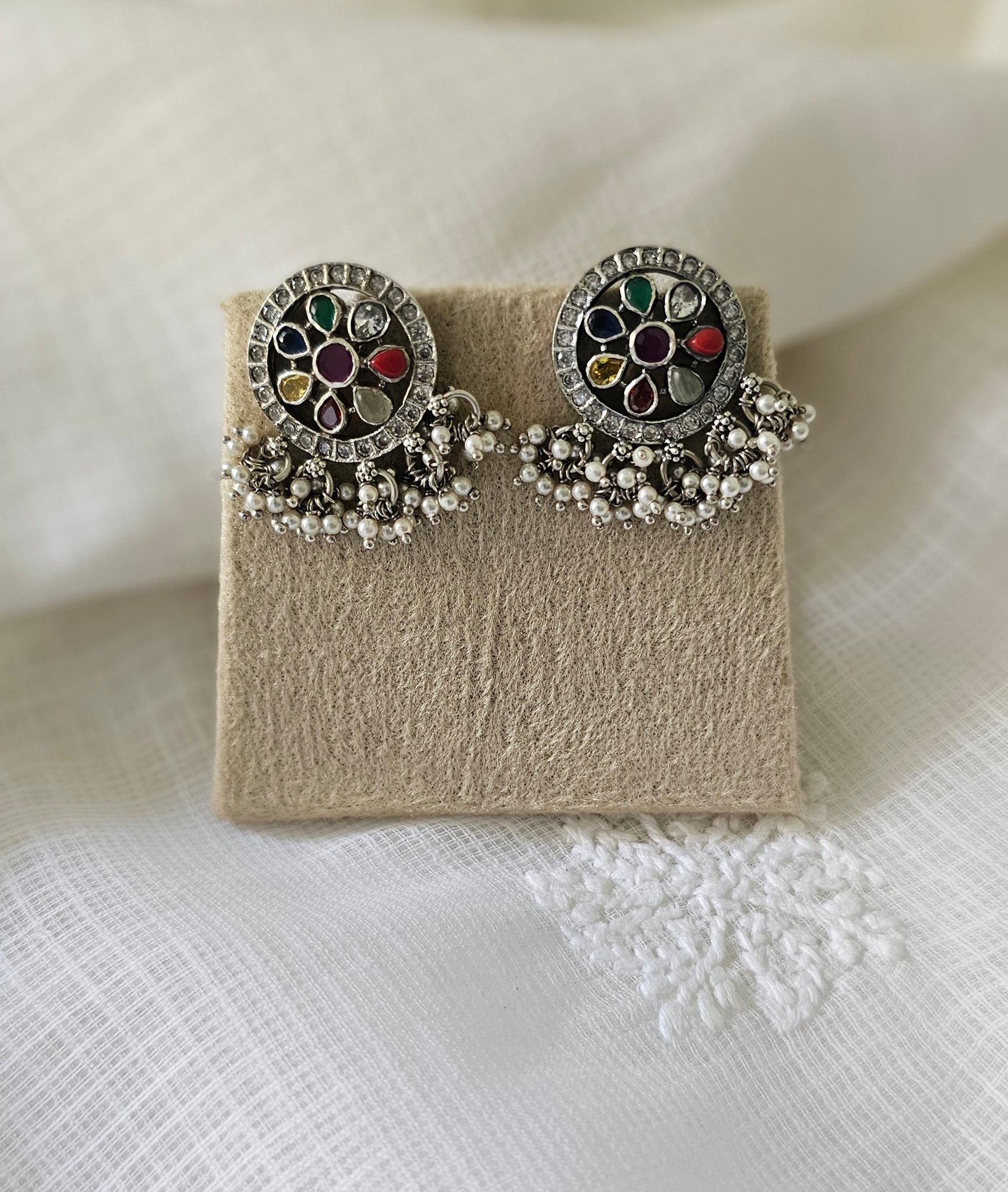 92.5 silver navratan studs