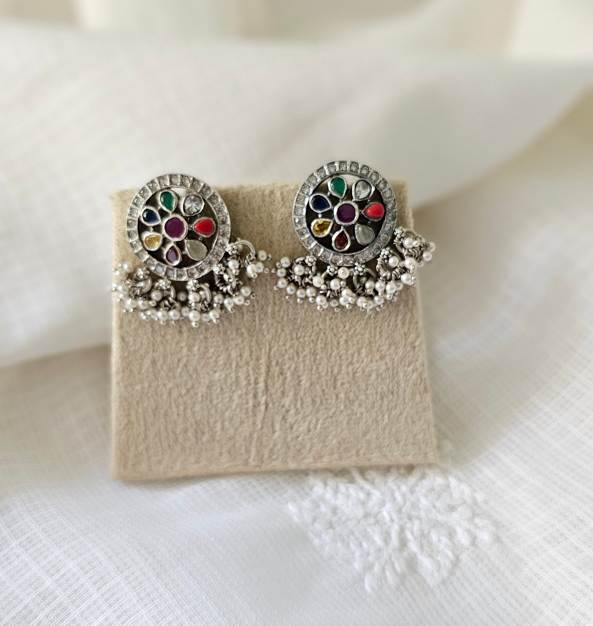 92.5 silver navratan studs