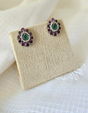 92.5 Silver studs with red and green kempu