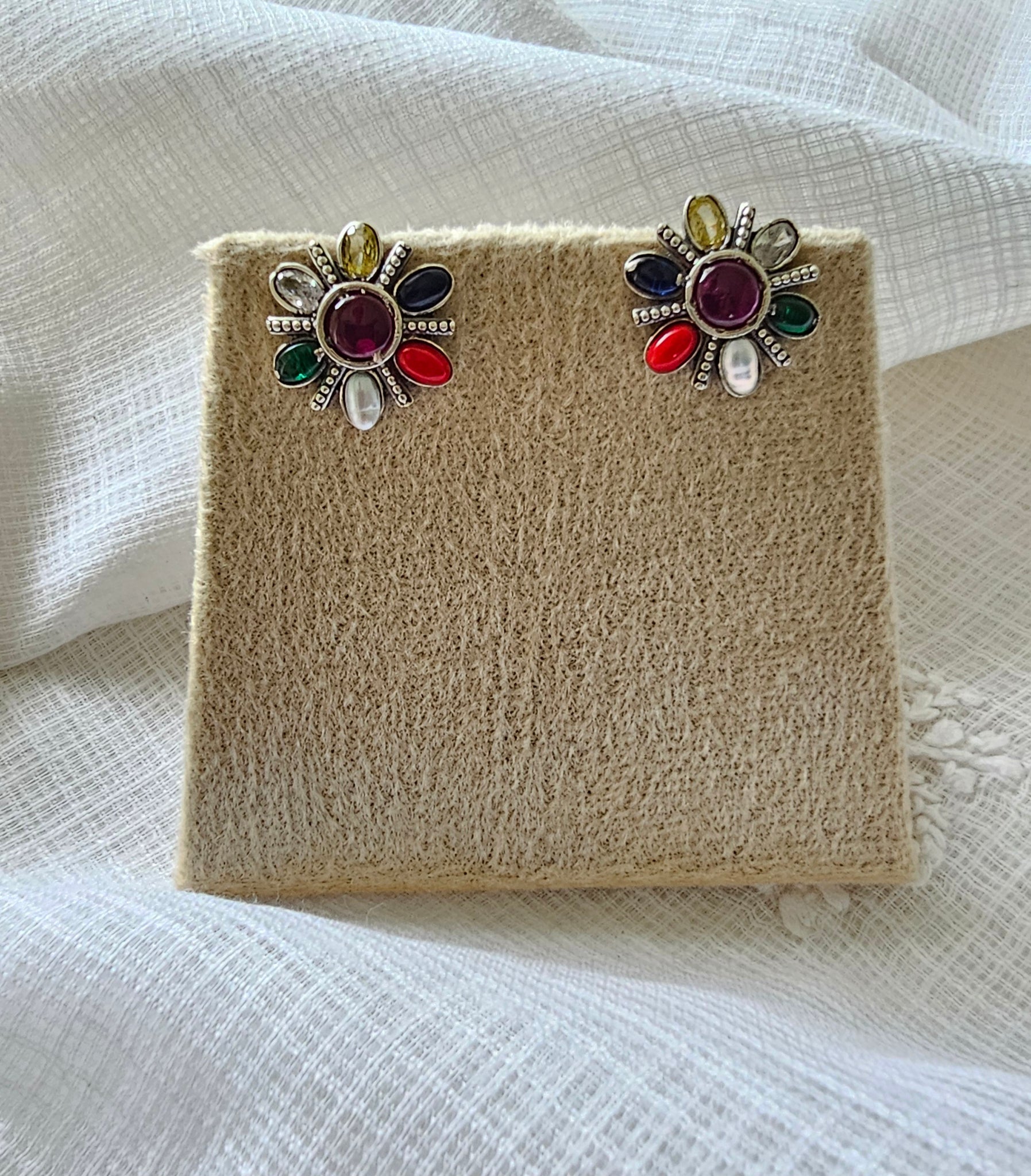 92.5 Silver navratan studs