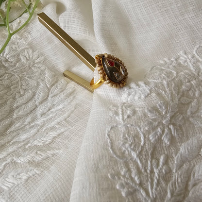 Silver 92.5 kundan gold polish labrodrite ring