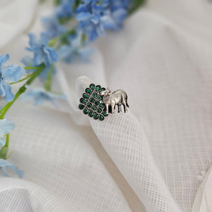 Silver 92.5 green kemp ring