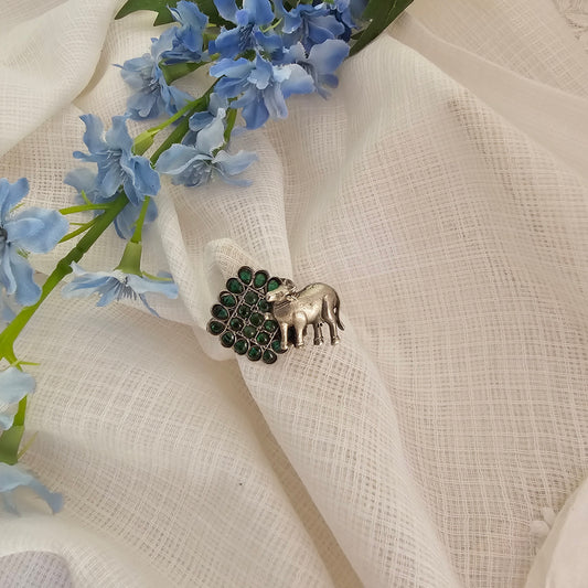 Silver 92.5 green kemp ring