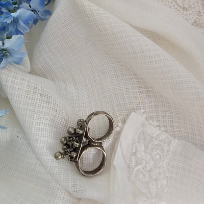 Silver vintage double stack ring