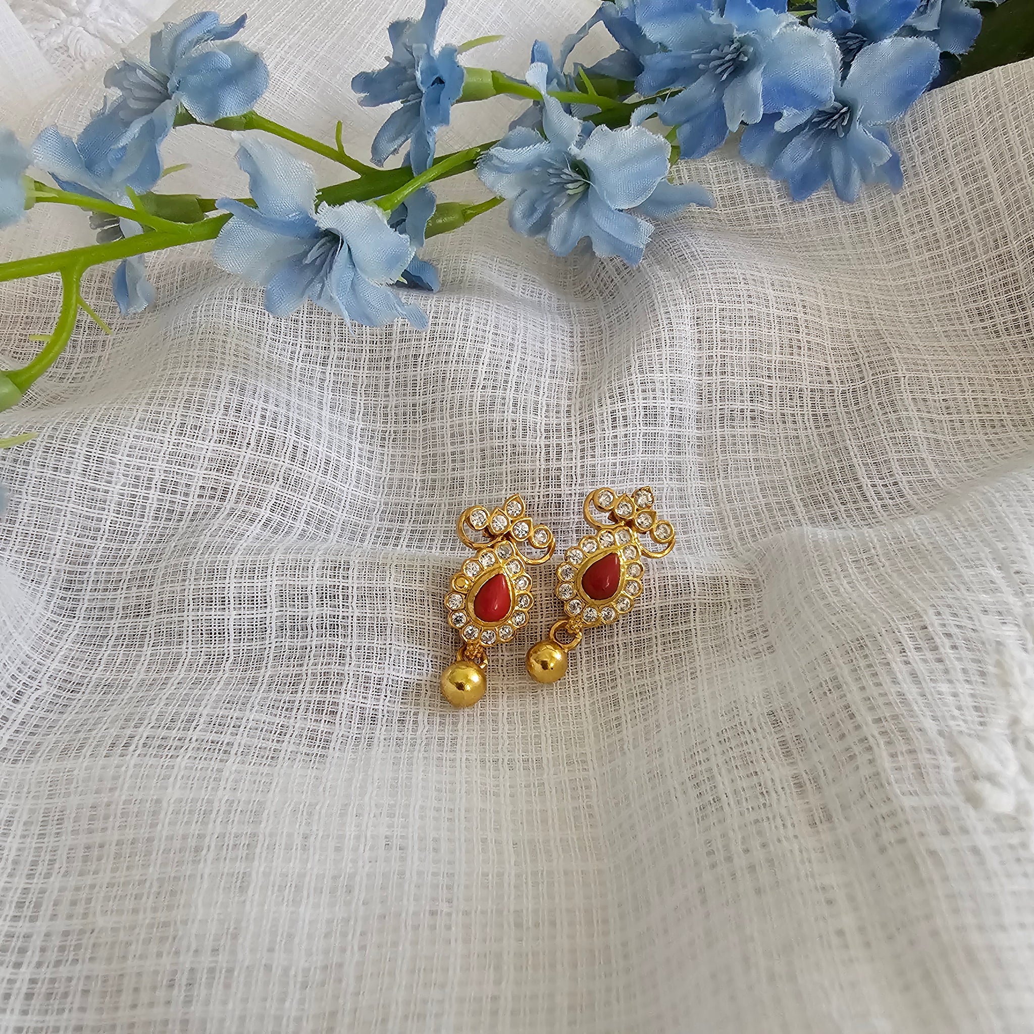 Silver 92.5 gold polish Moissanite coral studs