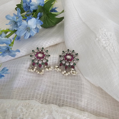 Silver 92.5 moissanite and Kemp stud