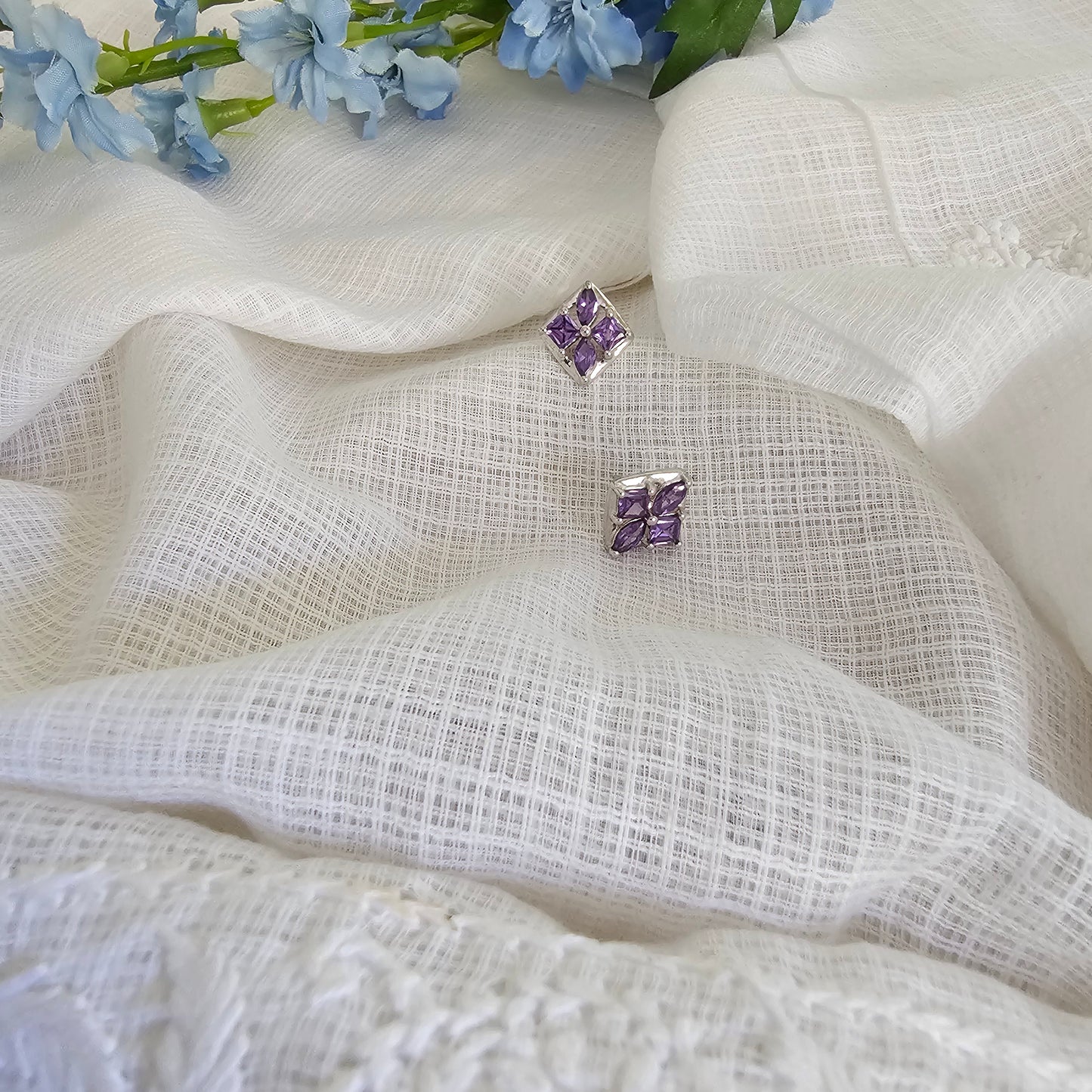 Silver 92.5 Amethyst stud