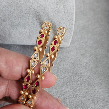 Silver 92.5 kundan gold polish bangles