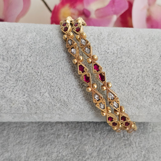 Silver 92.5 kundan gold polish bangles