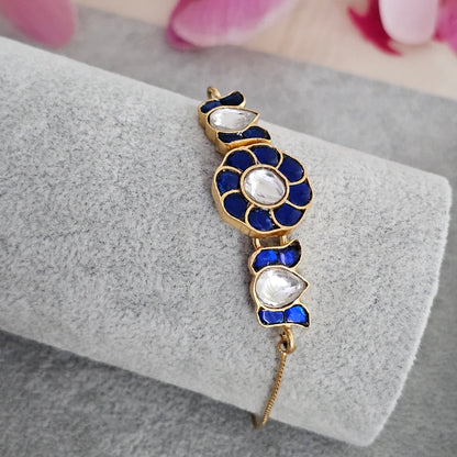 Silver 92.5 kundan gold polish bracelet