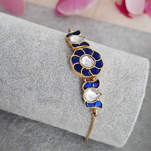 Silver 92.5 kundan gold polish bracelet