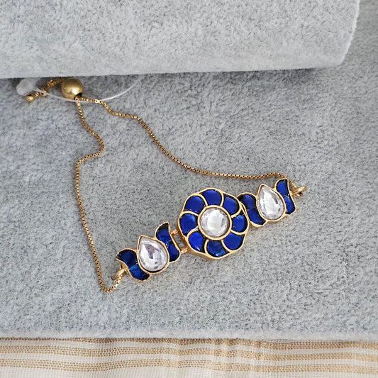 Silver 92.5 kundan gold polish bracelet