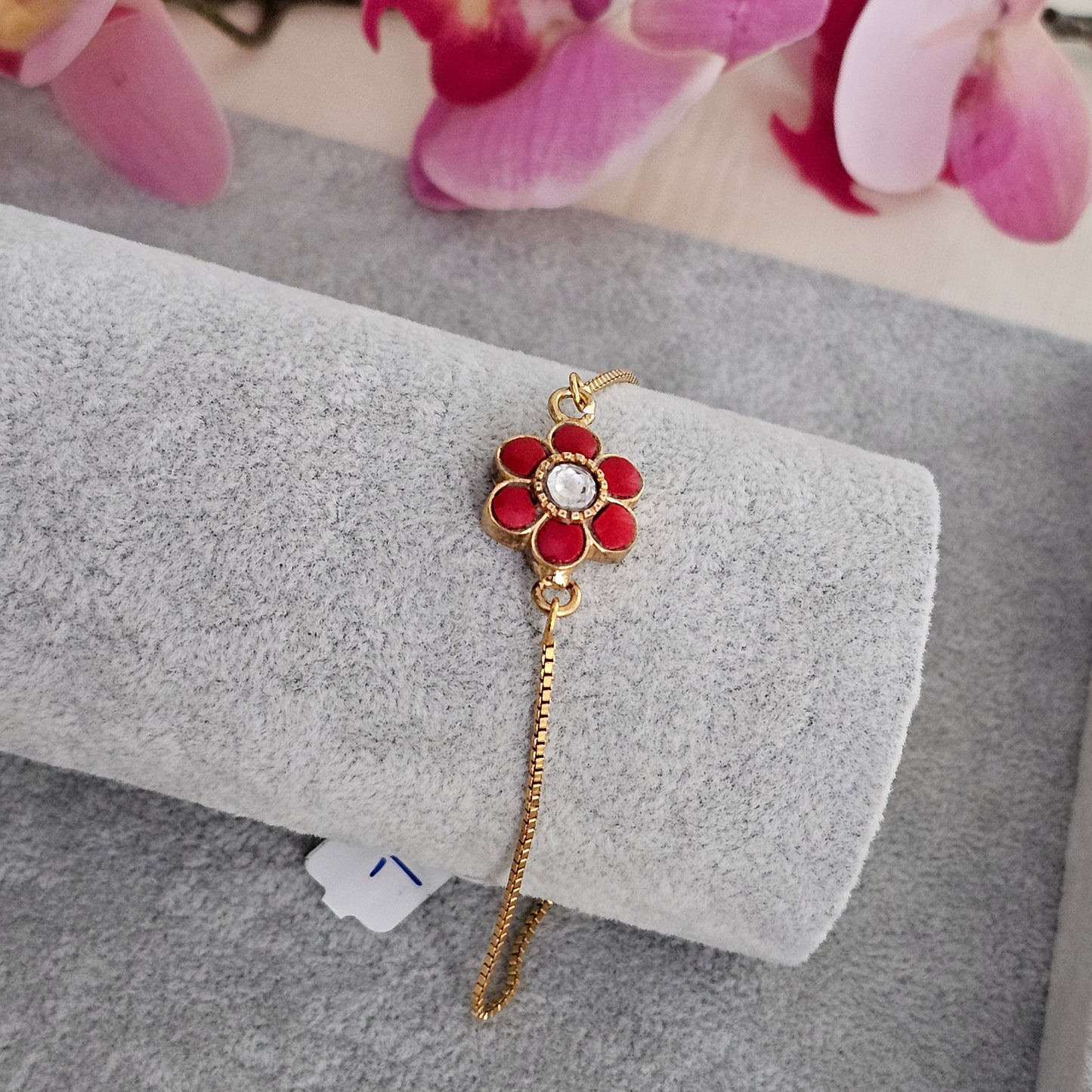 Silver 92.5 kundan gold polish coral bracelet