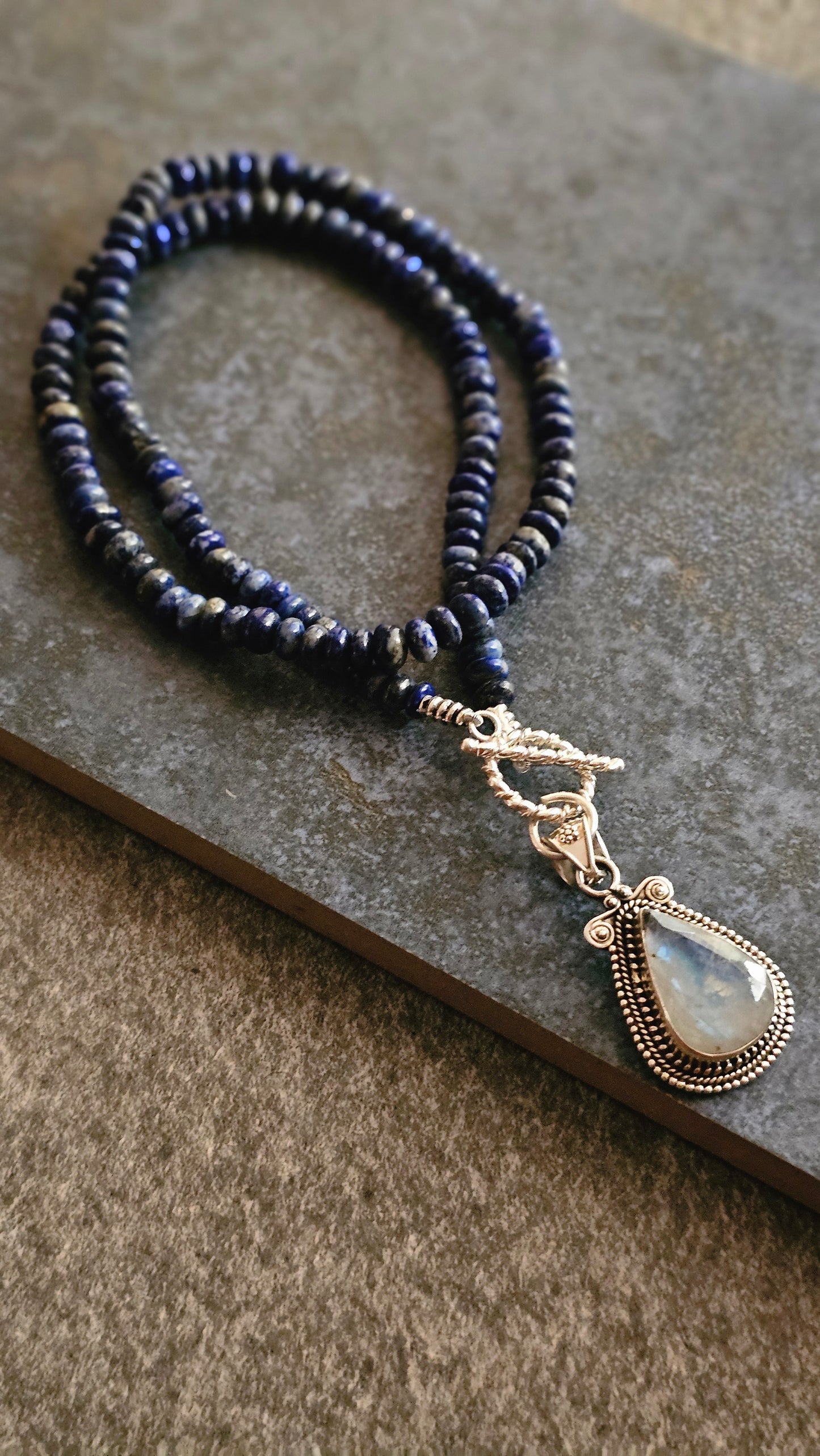 Blue Hour – Lapis Lazuli & Moonstone Wrap Necklace