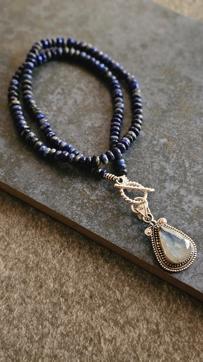 Blue Hour – Lapis Lazuli & Moonstone Wrap Necklace