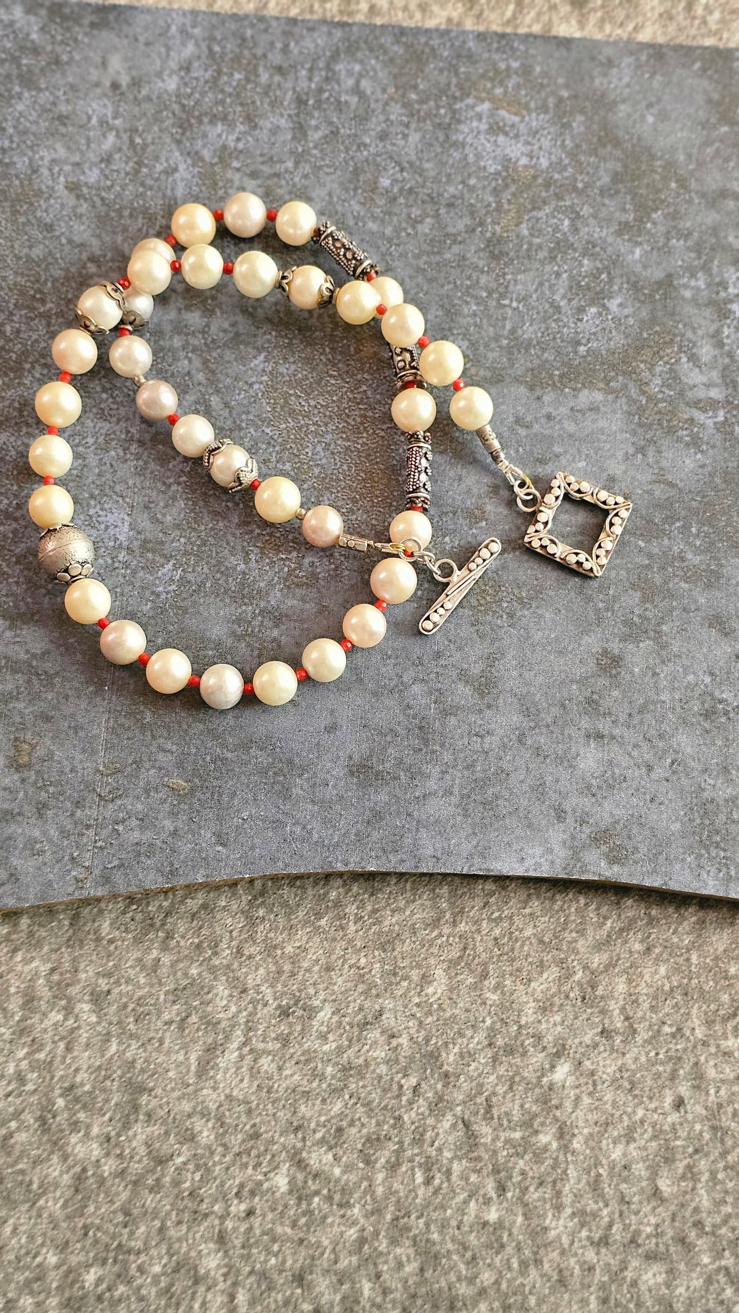 Champagne Pearl Necklace in 92.5 Silver