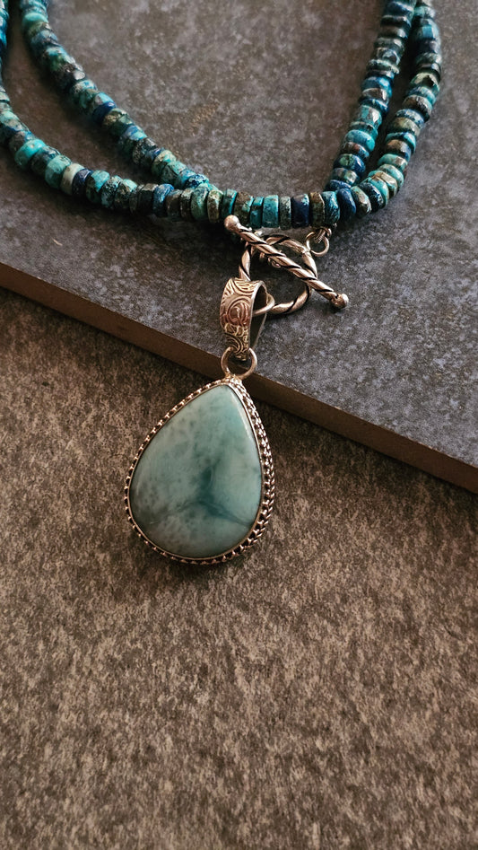 Tidal – Turquoise & Larimar Wrap Necklace